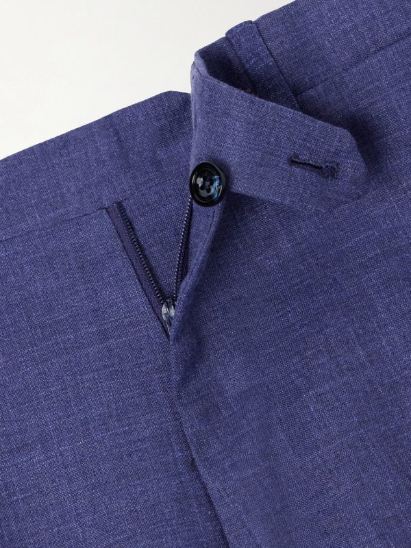 Tapered Wool, Silk and Linen-Blend Suit Trousers - E1