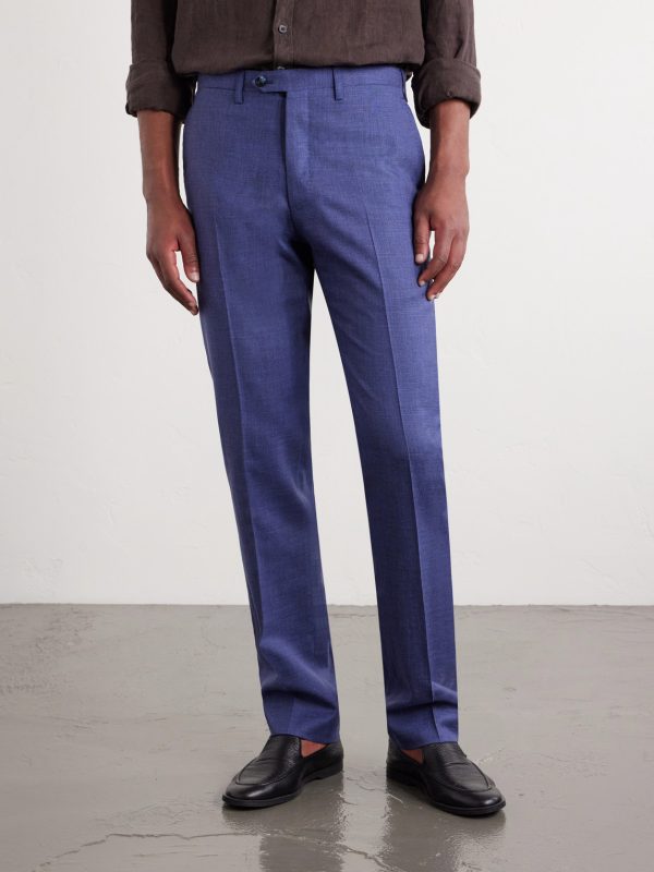 Tapered Wool, Silk and Linen-Blend Suit Trousers - FR