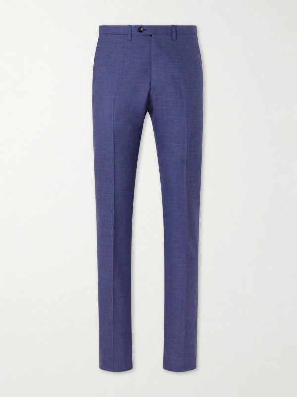Tapered Wool, Silk and Linen-Blend Suit Trousers