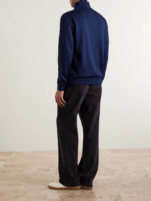 Cotton and Silk-Blend Zip-Up Sweater - BK Cotton and Silk-Blend Zip-Up Sweater - BK