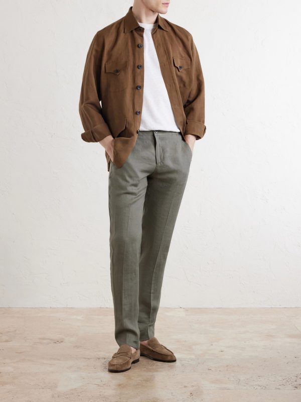 Tapered Linen Trousers - OU Tapered Linen Trousers - OU