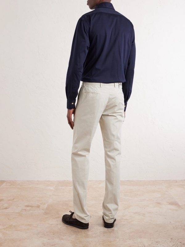 Straight-Leg Stretch-Cotton Trousers - BK Straight-Leg Stretch-Cotton Trousers - BK