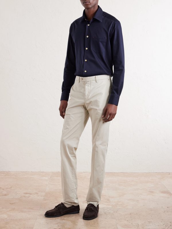 Straight-Leg Stretch-Cotton Trousers - OU Straight-Leg Stretch-Cotton Trousers - OU