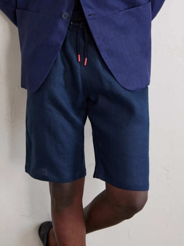 Drawstring Linen Straight-leg Shorts - CU
