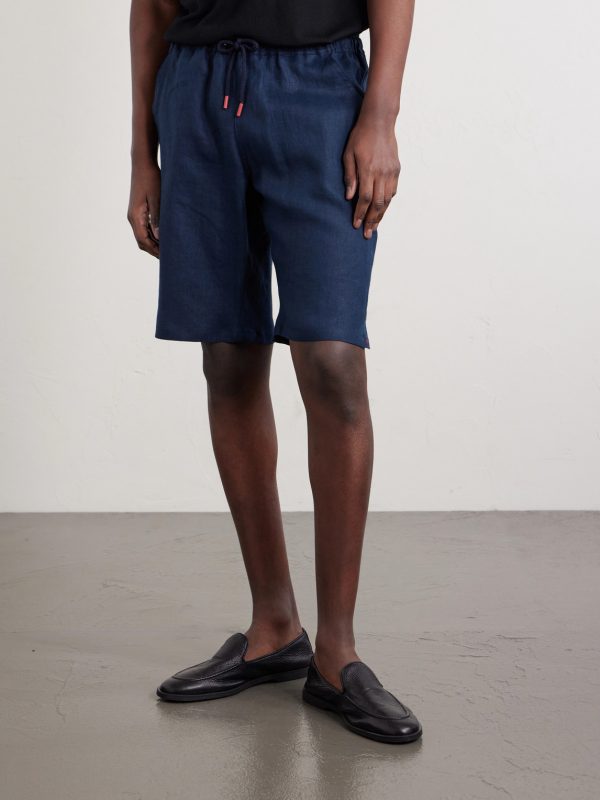 Drawstring Linen Straight-leg Shorts - FR