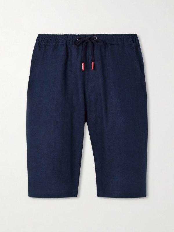 Drawstring Linen Straight-leg Shorts