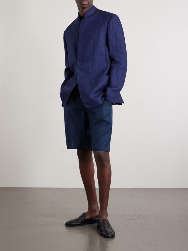 Drawstring Linen Straight-leg Shorts - OU