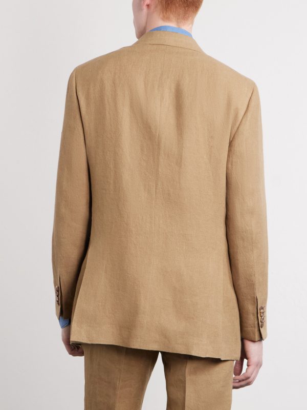 Double-Breasted Linen Suit Jacket - BK