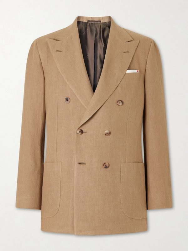 Double-Breasted Linen Suit Jacket