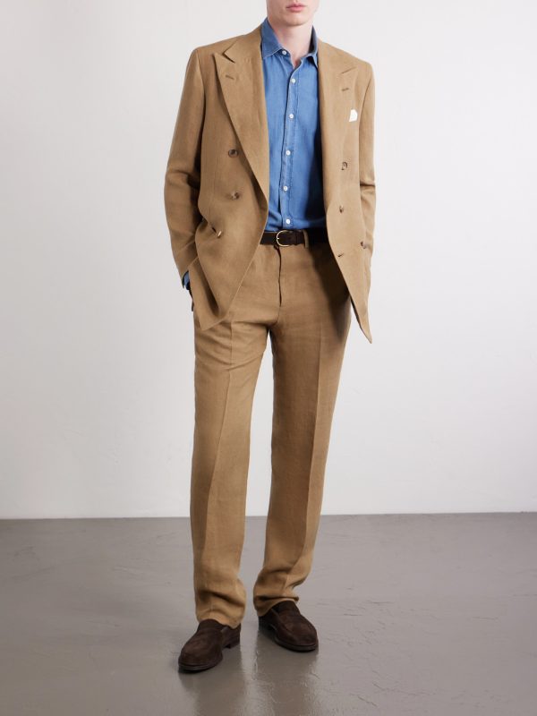 Double-Breasted Linen Suit Jacket - OU
