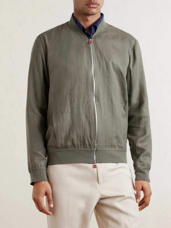 Lightweight Linen Zipped Bomber Jacket - FR Lightweight Linen Zipped Bomber Jacket - FR