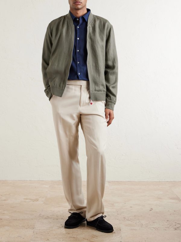 Lightweight Linen Zipped Bomber Jacket - OU Lightweight Linen Zipped Bomber Jacket - OU