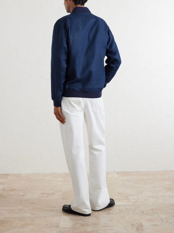 Lightweight Linen Zipped Bomber Jacket - BK Lightweight Linen Zipped Bomber Jacket - BK