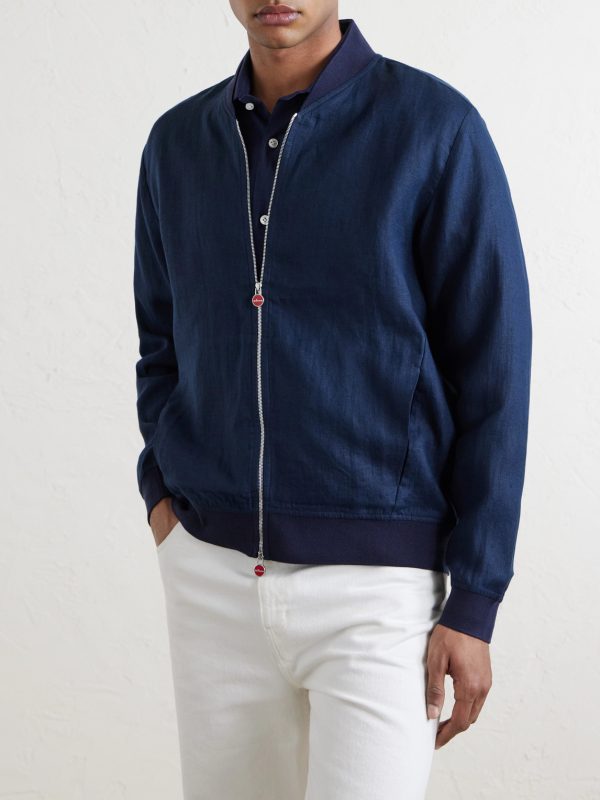 Lightweight Linen Zipped Bomber Jacket - FR Lightweight Linen Zipped Bomber Jacket - FR