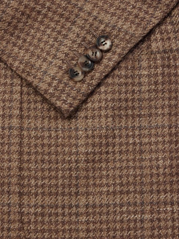 Houndstooth Wool, Cashmere, Silk and Linen-Blend Blazer - E1 Houndstooth Wool, Cashmere, Silk and Linen-Blend Blazer - E1