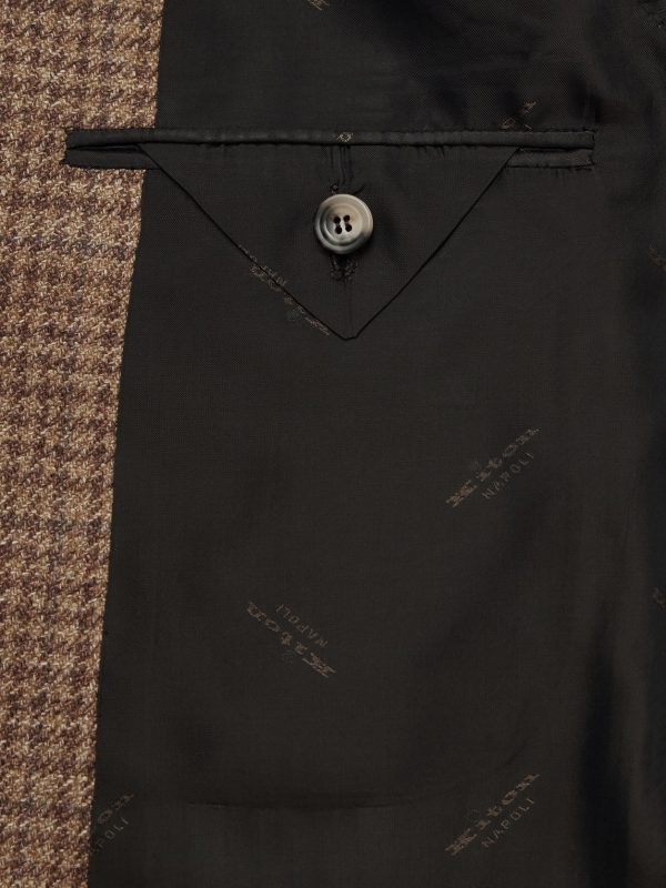 Houndstooth Wool, Cashmere, Silk and Linen-Blend Blazer - E2 Houndstooth Wool, Cashmere, Silk and Linen-Blend Blazer - E2