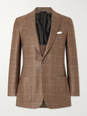 Houndstooth Wool, Cashmere, Silk and Linen-Blend Blazer Houndstooth Wool, Cashmere, Silk and Linen-Blend Blazer