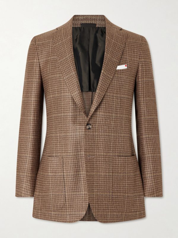 Houndstooth Wool, Cashmere, Silk and Linen-Blend Blazer Houndstooth Wool, Cashmere, Silk and Linen-Blend Blazer