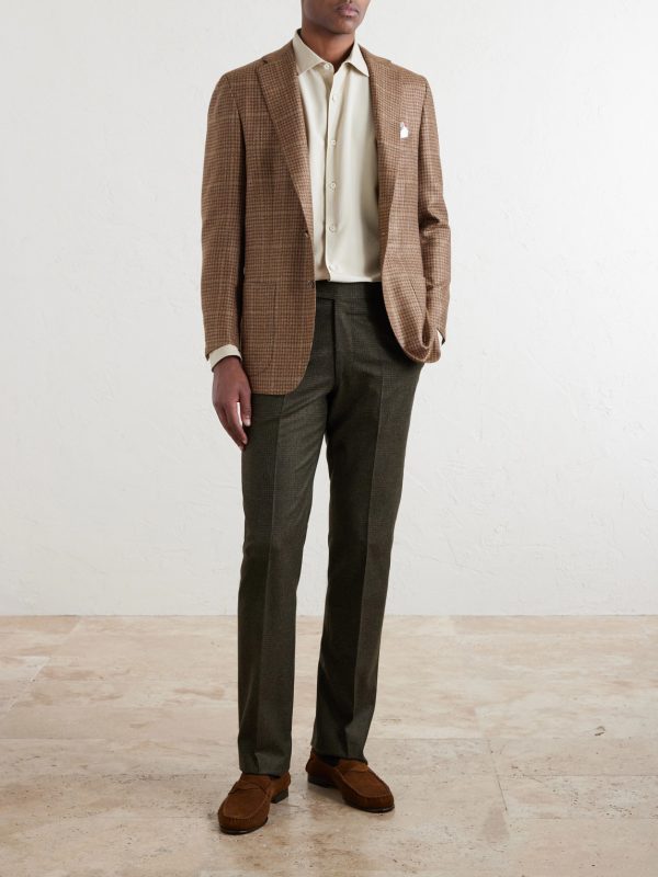 Houndstooth Wool, Cashmere, Silk and Linen-Blend Blazer - OU Houndstooth Wool, Cashmere, Silk and Linen-Blend Blazer - OU