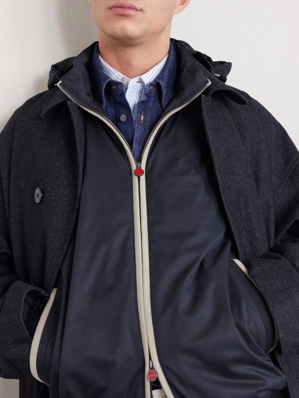 Suede-Trimmed Shell Hooded Jacket - CU Suede-Trimmed Shell Hooded Jacket - CU