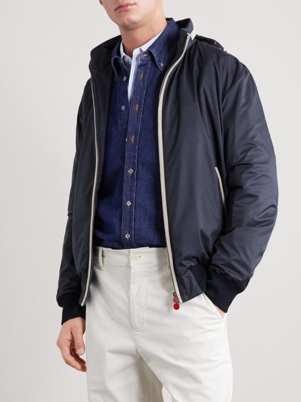 Suede-Trimmed Shell Hooded Jacket - FR Suede-Trimmed Shell Hooded Jacket - FR