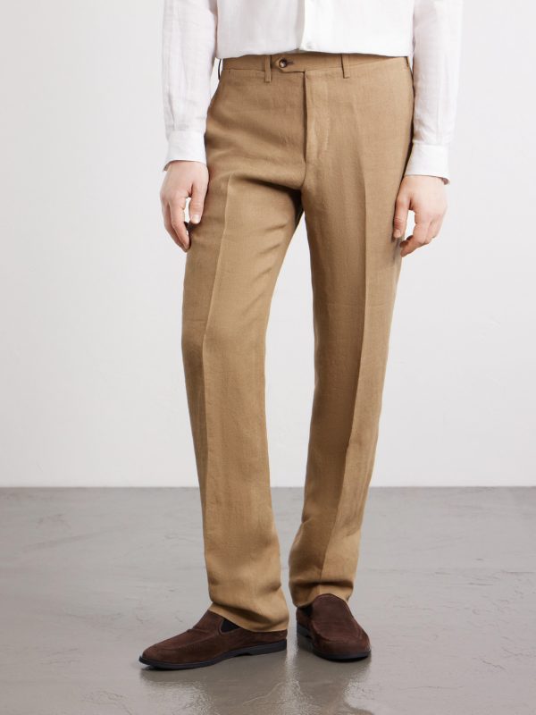 Straight-Leg Linen Suit Trousers - FR