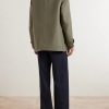 Suede-Trimmed Linen Field Jacket - BK Suede-Trimmed Linen Field Jacket - BK