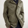 Suede-Trimmed Linen Field Jacket - E1 Suede-Trimmed Linen Field Jacket - E1