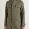 Suede-Trimmed Linen Field Jacket - FR Suede-Trimmed Linen Field Jacket - FR
