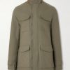 Suede-Trimmed Linen Field Jacket Suede-Trimmed Linen Field Jacket