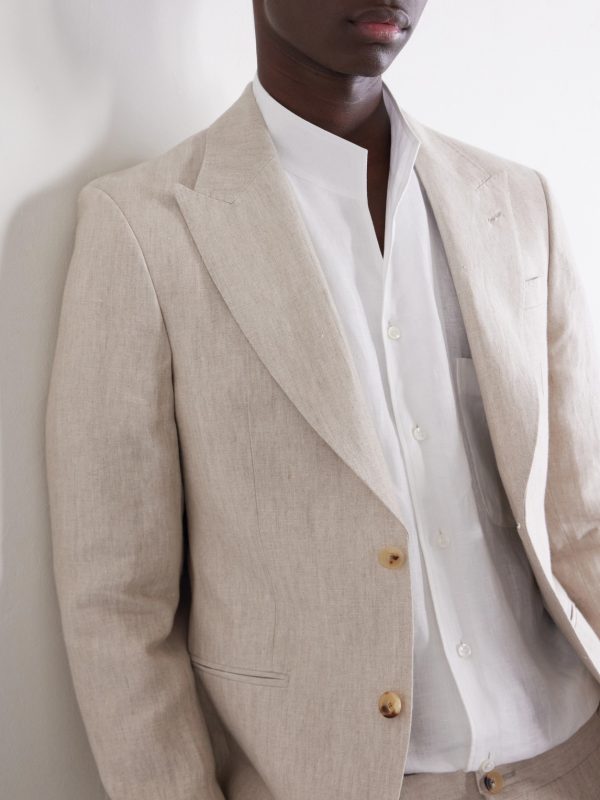 Slim-Fit Linen Tuxedo Jacket - CU Slim-Fit Linen Tuxedo Jacket - CU