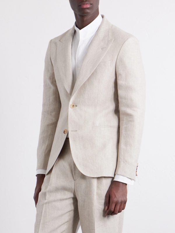 Slim-Fit Linen Tuxedo Jacket - FR Slim-Fit Linen Tuxedo Jacket - FR