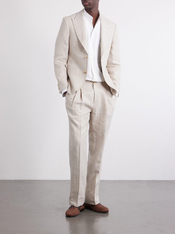 Slim-Fit Linen Tuxedo Jacket - OU Slim-Fit Linen Tuxedo Jacket - OU