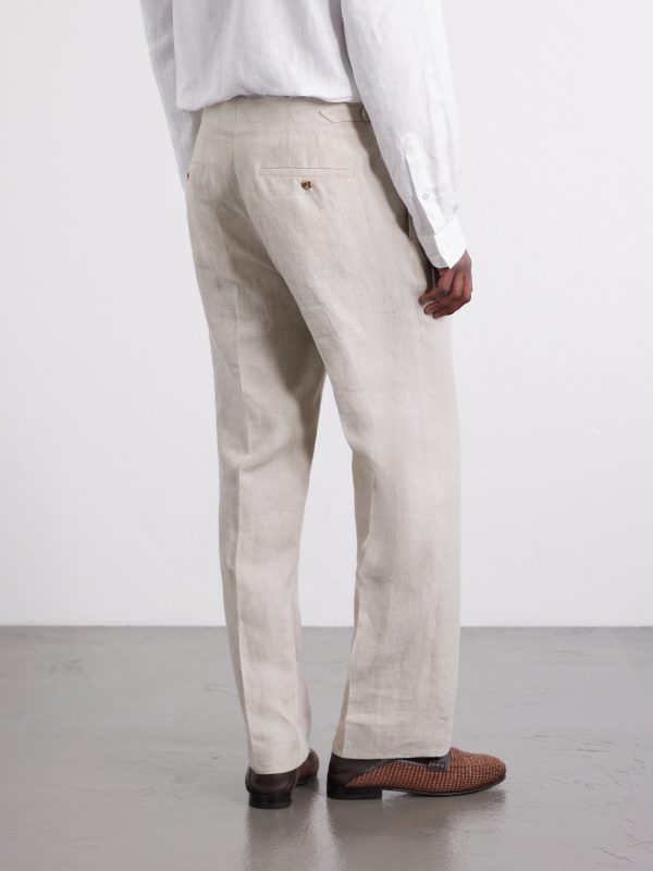 Straight-Leg Pleated Linen Trousers - BK Straight-Leg Pleated Linen Trousers - BK