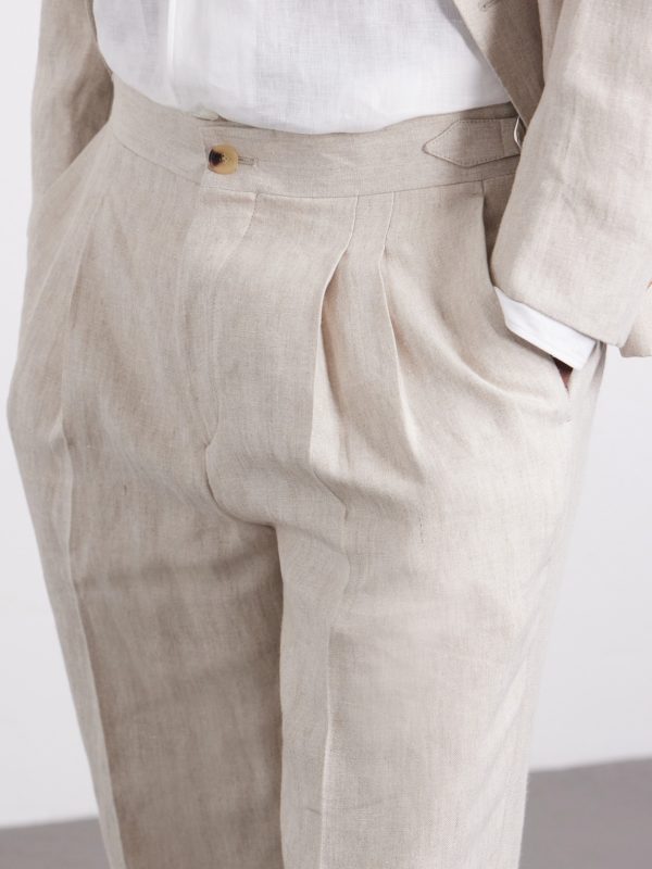 Straight-Leg Pleated Linen Trousers - CU Straight-Leg Pleated Linen Trousers - CU