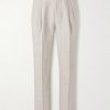 Straight-Leg Pleated Linen Trousers Straight-Leg Pleated Linen Trousers