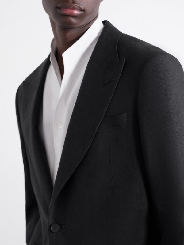 Slim-Fit Linen Tuxedo Jacket - E1 Slim-Fit Linen Tuxedo Jacket - E1