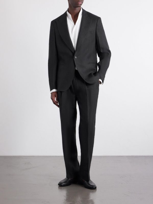 Slim-Fit Linen Tuxedo Jacket - OU Slim-Fit Linen Tuxedo Jacket - OU