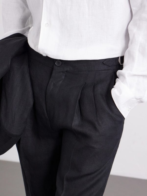 Straight-Leg Pleated Linen Trousers - CU Straight-Leg Pleated Linen Trousers - CU