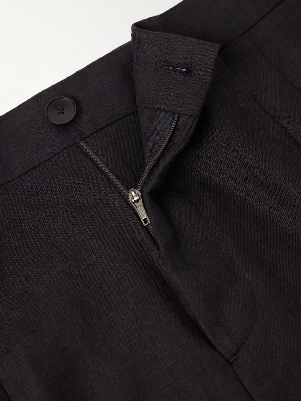 Straight-Leg Pleated Linen Trousers - E1 Straight-Leg Pleated Linen Trousers - E1