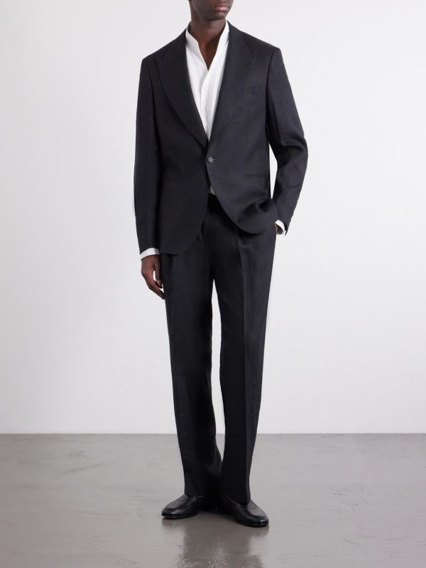 Straight-Leg Pleated Linen Trousers - OU Straight-Leg Pleated Linen Trousers - OU