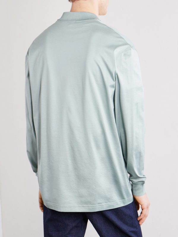 Cotton-Satin Polo Shirt - BK