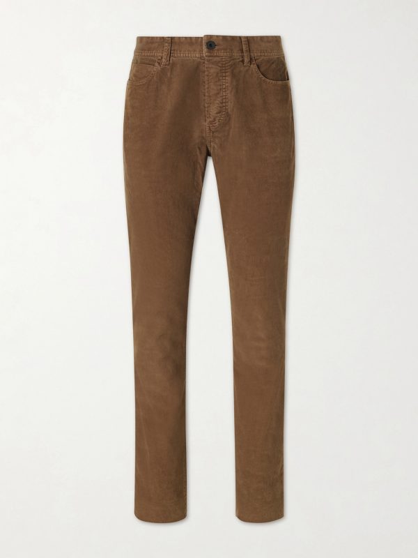 Slim-Fit Straight-Leg Cotton-Blend Corduroy Trousers