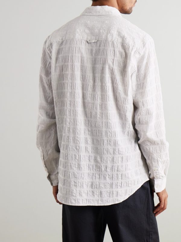 Checked Cotton-Blend Seersucker Shirt - BK