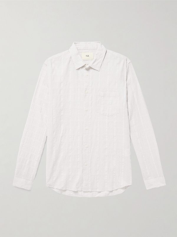 Checked Cotton-Blend Seersucker Shirt