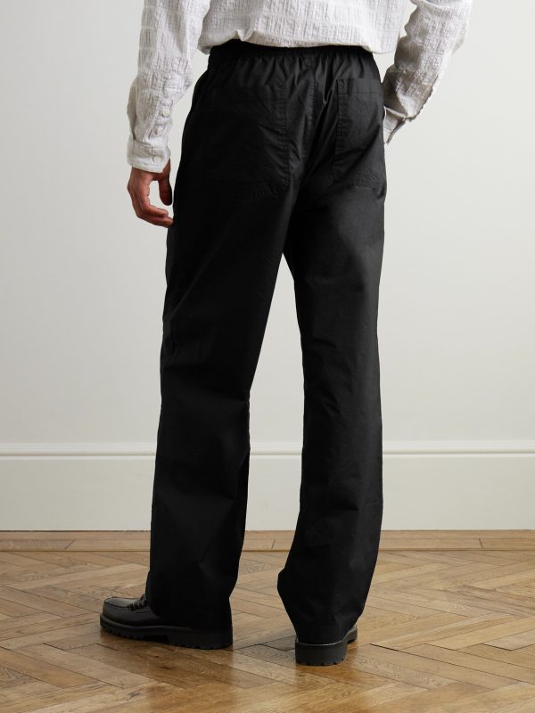 Straight-Leg Pleated Stretch Cotton-Ripstop Trousers - BK Straight-Leg Pleated Stretch Cotton-Ripstop Trousers - BK
