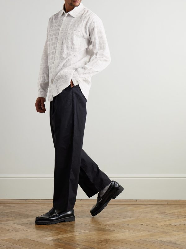 Straight-Leg Pleated Stretch Cotton-Ripstop Trousers - OU Straight-Leg Pleated Stretch Cotton-Ripstop Trousers - OU