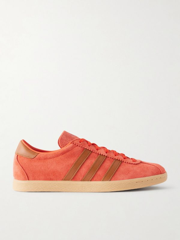 Tobacco Leather-Trimmed Suede Sneakers