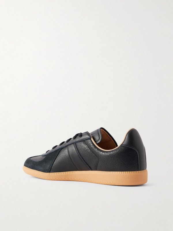 BW Army Lux Suede-Trimmed Cracked-Leather Sneakers - BK BW Army Lux Suede-Trimmed Cracked-Leather Sneakers - BK