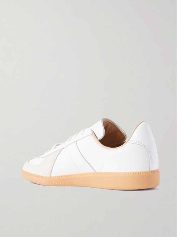 BW Army Lux Suede-Trimmed Cracked-Leather Sneakers - BK BW Army Lux Suede-Trimmed Cracked-Leather Sneakers - BK